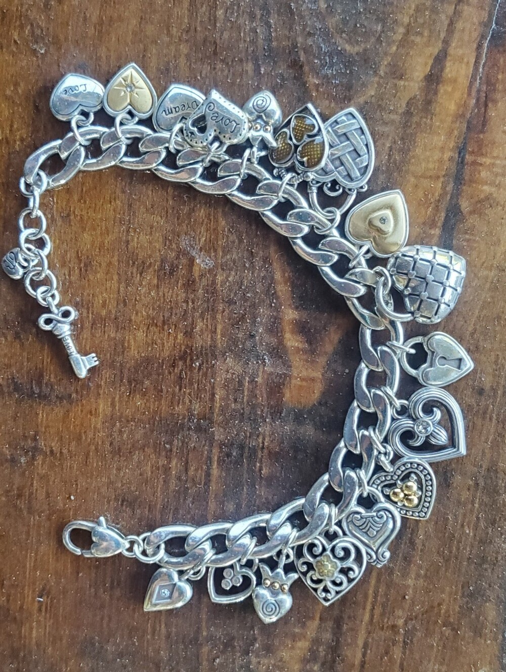 Brighton One Heart Charm Bracelet - Silver & Gold Accents - Picture 2 of 3